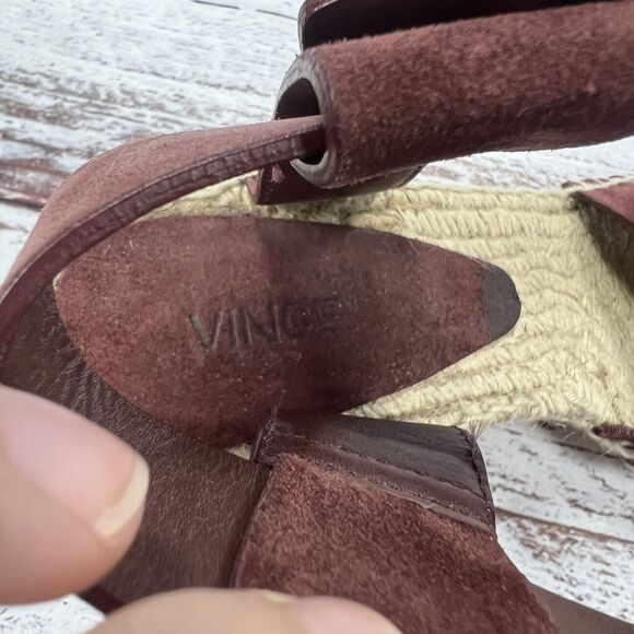 Vince Stefania Suede Nut Brown Espadrille Wedges Sandals, Women’s Size 9 - Picture 9 of 9